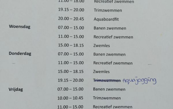 Gewijzigde openingstijden