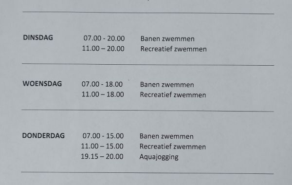 Gewijzigde openingstijden